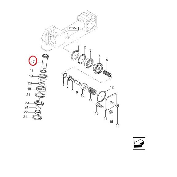 Wałek atakujący Z12 napędu podcinaka przystawki do zbioru kukurydzy CNH CASE/NEW HOLLAND (12x26).jpg