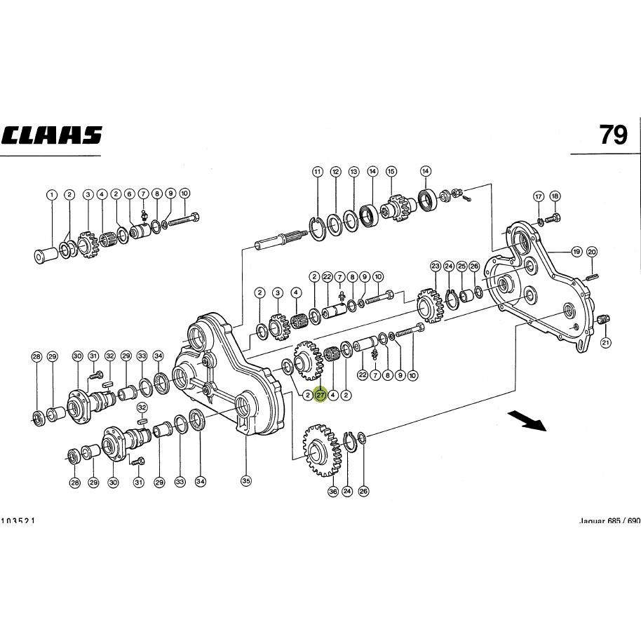 Koło zębate Z21 przekładni wciągającej CLAAS JAGUAR 600.jpg