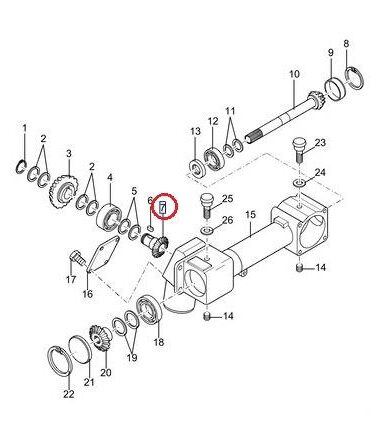 Wałek zębaty Z17 przekładni przystawki CNH, NEW HOLLAND (17x23)