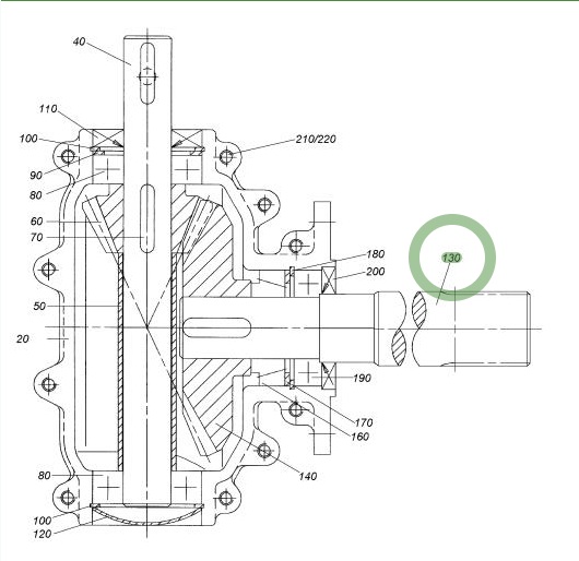 Wał napędowy rotora przyczepy samozbierającej STRAUTMANN L-970mm - obrazek 2