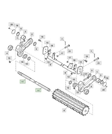 Wałek sześciokątny wałka dociskającego JOHN DEERE L=907mm
